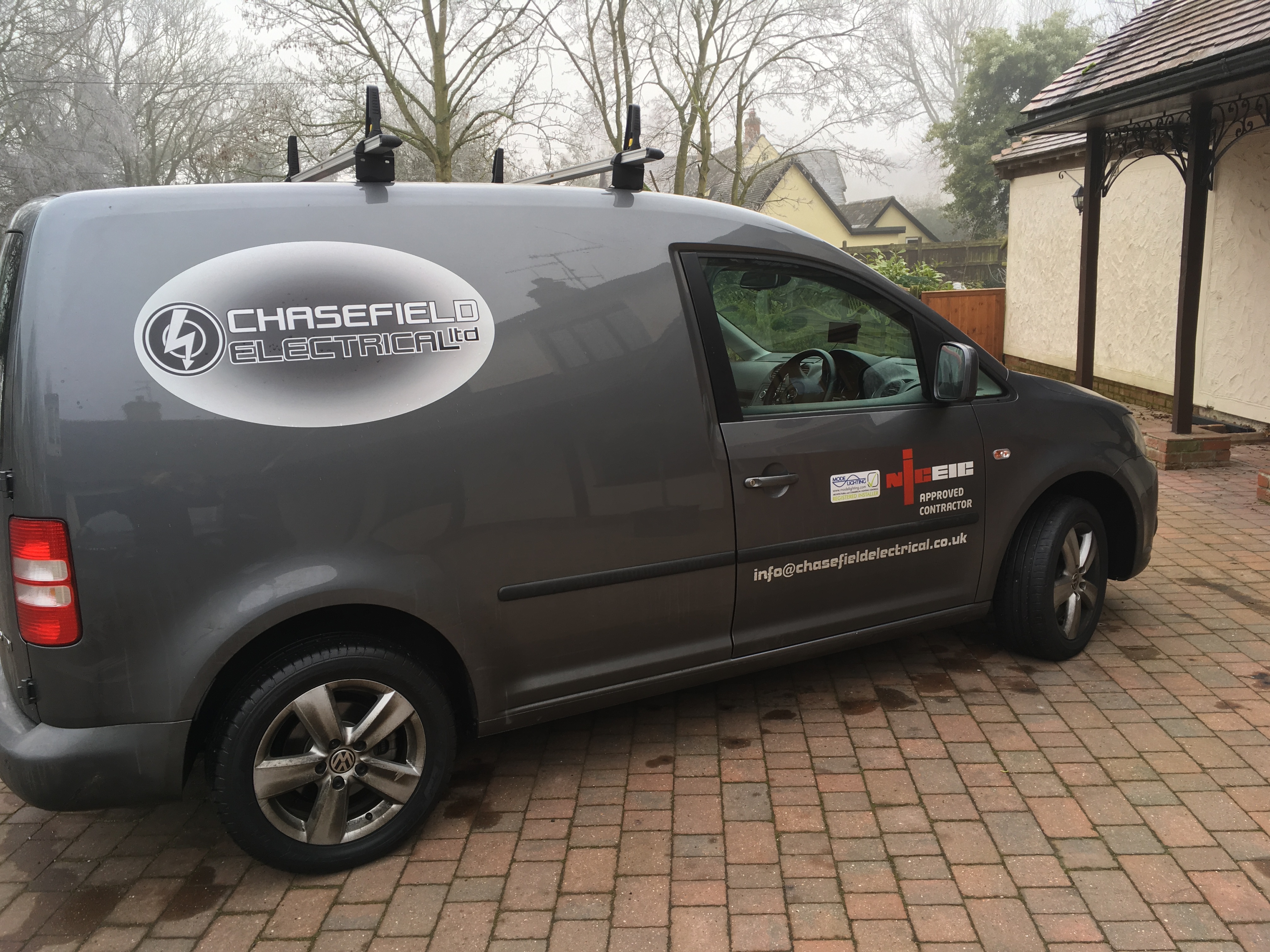 Chasefield electrician working on-site